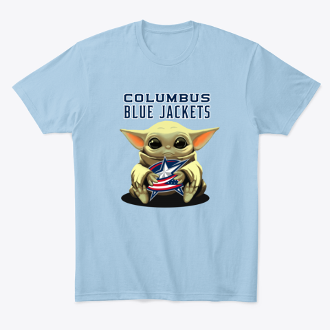 mo3u baby yoda hugs the columbus blue jackets classic t shirt 2 front light blue