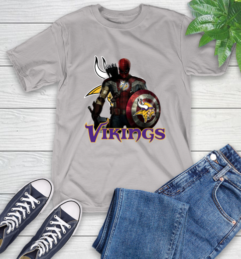 NFL Captain America Thor Spider Man Hawkeye Avengers Endgame Football Minnesota Vikings T-Shirt 12