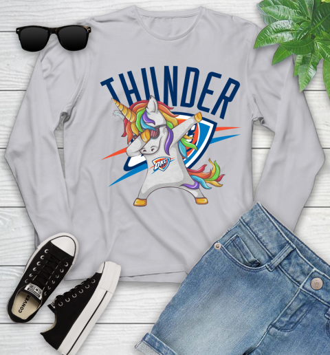 Oklahoma City Thunder NBA Basketball Funny Unicorn Dabbing Sports Youth Long Sleeve 5