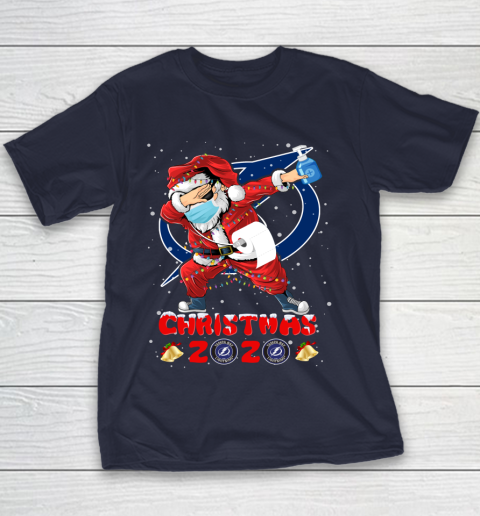 Tampa Bay Lightning Funny Santa Claus Dabbing Christmas 2020 NHL Youth T-Shirt 2