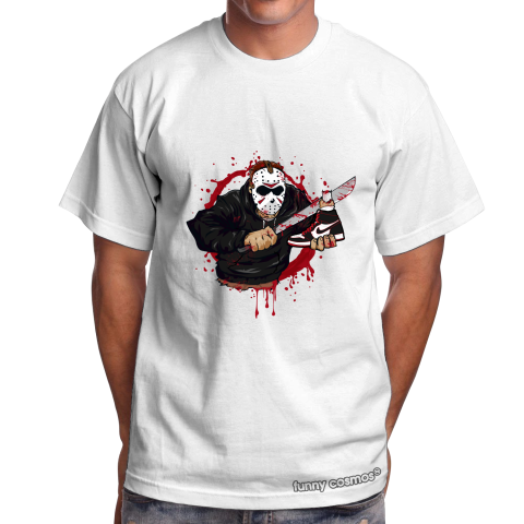 Air Jordan 1 Bloodline Matching Sneaker Tshirt Jason Voorhees Black and White Jordan Tshirt
