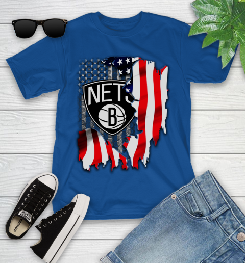 Brooklyn Nets NBA Basketball American Flag Youth T-Shirt 12