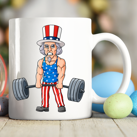 4th Of July Uncle Sam Weightlifting Funny Deadlift Fitness Ceramic Mug 11oz