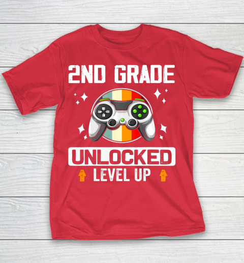 Next Level t shirts 2nd Grade Unlocked Level Up Back To School Second Grade Gamer Youth T-Shirt 7