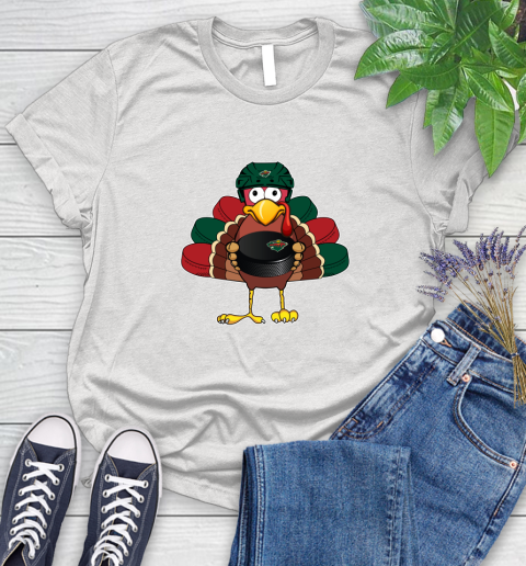 Minnesota Wild Turkey Thanksgiving Day Women's T-Shirt