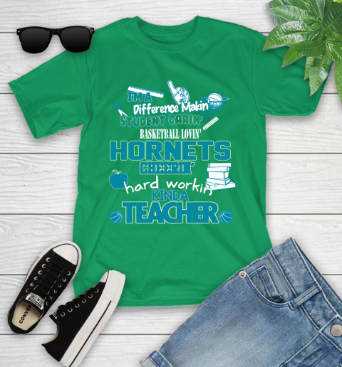 Charlotte Hornets NBA I'm A Difference Making Student Caring Basketball Loving Kinda Teacher Youth T-Shirt 8