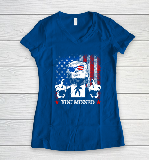 You Missed Trump 2024 US American Flag Women's V-Neck T-Shirt 5