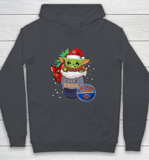 New York Knicks Christmas Baby Yoda Star Wars Funny Happy NBA Youth Hoodie 7