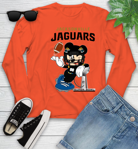 NFL Jacksonville Jaguars Mickey Mouse Disney Super Bowl Football T Shirt Youth Long Sleeve 16