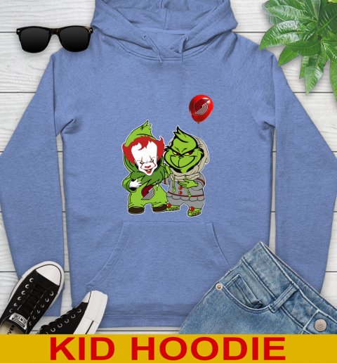 Portland Trail Blazers Baby Pennywise Grinch Christmas NBA Basketball Youth Hoodie 12