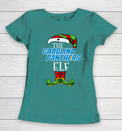 Carolina Panthers Christmas ELF Funny NFL Women's T-Shirt 10
