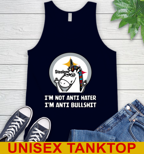 Pittsburgh Steelers NFL Football Unicorn I'm Not Anti Hater I'm Anti Bullshit Tank Top 3