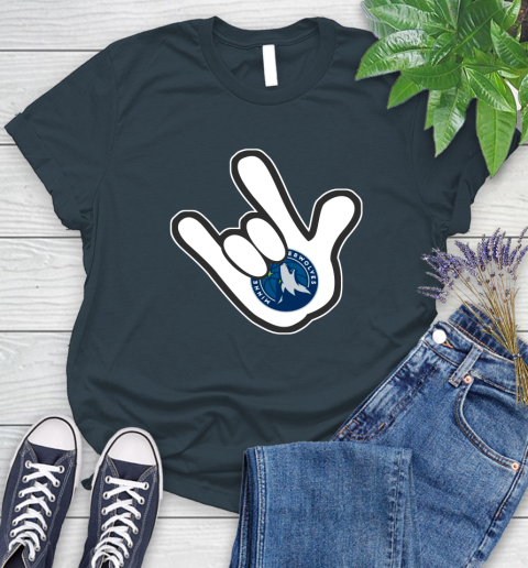 Minnesota Timberwolves NBA Basketball Mickey Rock Hand Disney Women's T-Shirt 8
