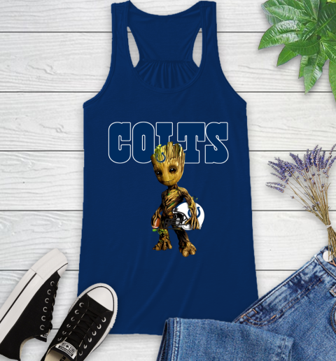 Indianapolis Colts NFL Football Groot Marvel Guardians Of The Galaxy Racerback Tank 9