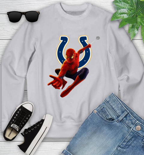 NFL Spider Man Avengers Endgame Football Indianapolis Colts Youth Sweatshirt 4