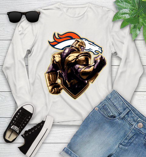 NFL Thanos Avengers Endgame Football Sports Denver Broncos Youth Long Sleeve 12