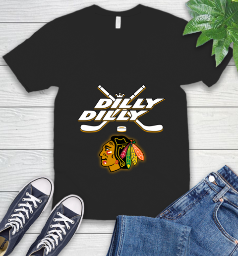 NHL Chicago Blackhawks Dilly Dilly Hockey Sports V-Neck T-Shirt 2