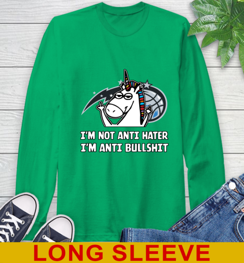 Orlando Magic NBA Basketball Unicorn I'm Not Anti Hater I'm Anti Bullshit Long Sleeve T-Shirt 7