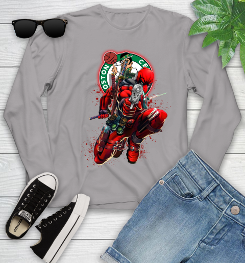 NBA Deadpool Marvel Comics Sports Basketball Boston Celtics Youth Long Sleeve 5