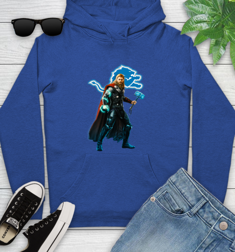 NFL Thor Avengers Endgame Football Detroit Lions Youth Hoodie 9