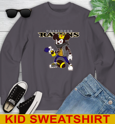Baltimore Ravens NFL Football Mickey Peace Sign Sports Youth Sweatshirt 6