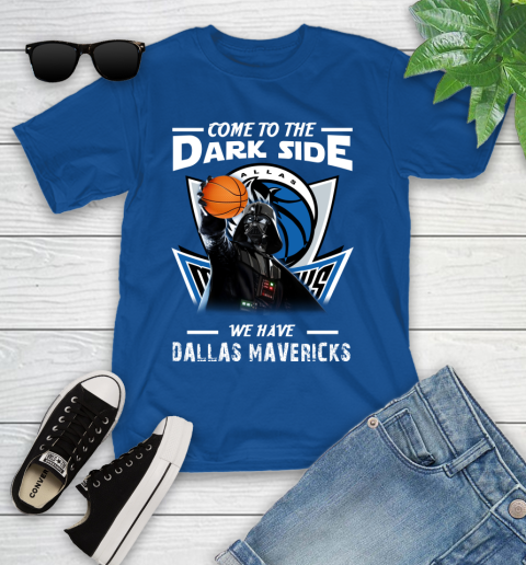 NBA Come To The Dark Side We Have Dallas Mavericks Star Wars Darth Vader Basketball Youth T-Shirt 12