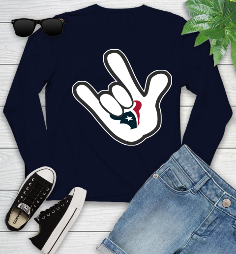 Houston Texans NFL Football Mickey Rock Hand Disney Youth Long Sleeve 3