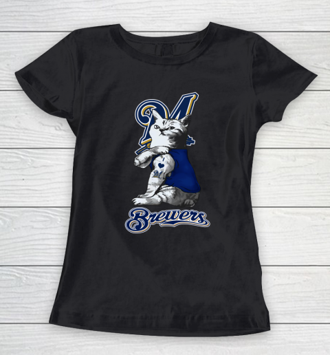 MLB Baseball My Cat Loves Milwaukee Brewers Women's T-Shirt