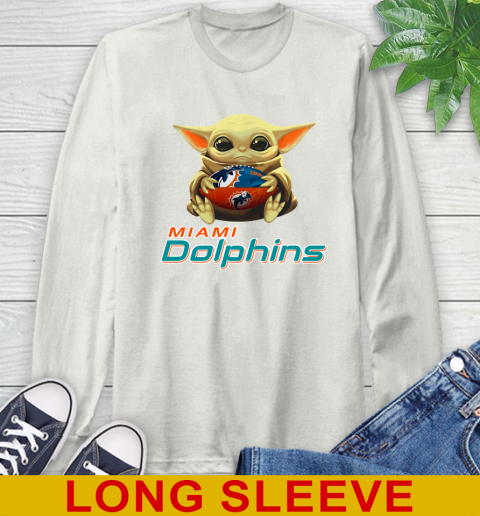 NFL Football Miami Dolphins Baby Yoda Star Wars Shirt Long Sleeve T-Shirt 12