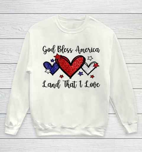 God Bless America Land That I Love Cute Patriotic Christian Youth Sweatshirt
