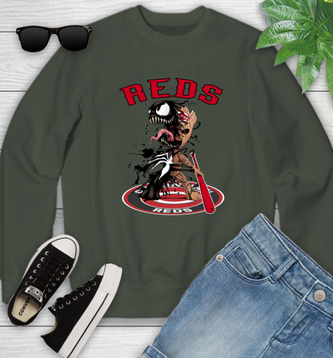MLB Cincinnati Reds Baseball Venom Groot Guardians Of The Galaxy Youth Sweatshirt 10