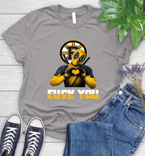 NHL Boston Bruins Deadpool Love You Fuck You Hockey Sports Women's T-Shirt 5