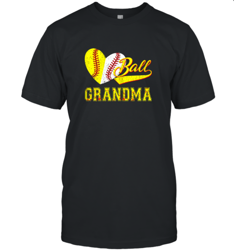 Baseball Softball Ball Heart Grandma Shirt Mother's Day Gift Unisex Jersey Tee