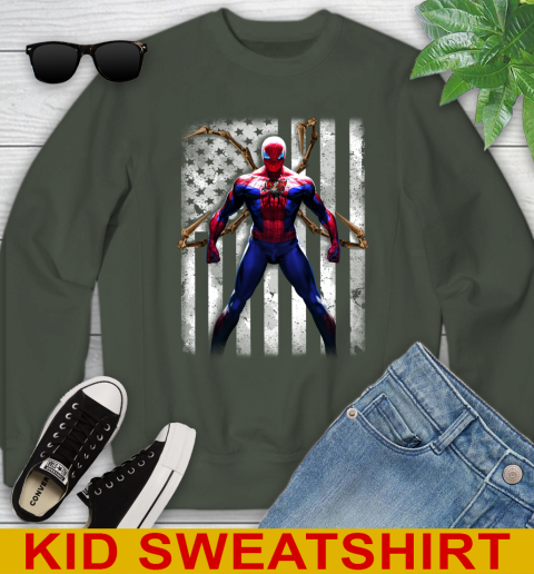 NFL Football Tampa Bay Buccaneers Spider Man Avengers Marvel American Flag Shirt Youth Sweatshirt 8