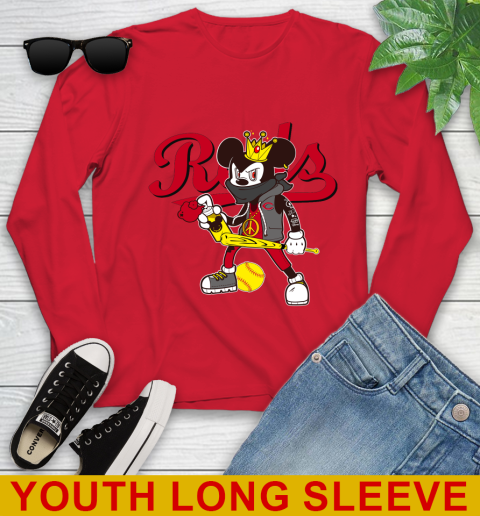 Cincinnati Reds MLB Baseball Mickey Peace Sign Sports Youth Long Sleeve 11