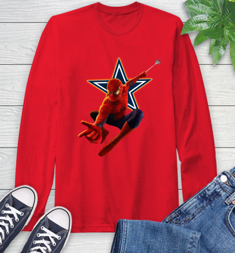 NFL Spider Man Avengers Endgame Football Dallas Cowboys Long Sleeve T-Shirt 10
