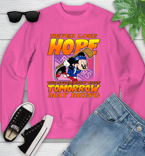New York Rangers NHL Hockey ootball Mickey Disney Never Lose Hope Youth Sweatshirt 6
