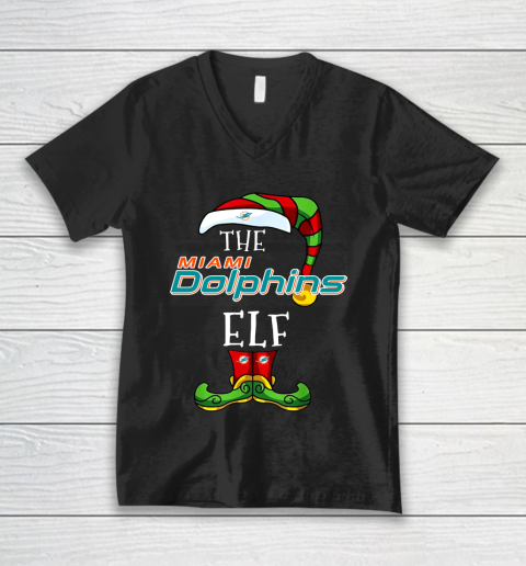Miami Dolphins Christmas ELF Funny NFL V-Neck T-Shirt