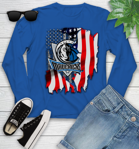 Dallas Mavericks NBA Basketball American Flag Youth Long Sleeve 10