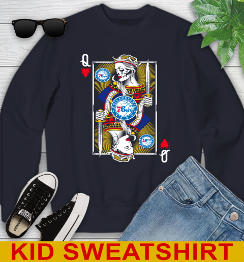 NBA Basketball Philadelphia 76ers The Queen Of Hearts Card Shirt Youth Sweatshirt 2