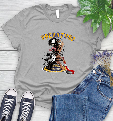 NHL Nashville Predators Hockey Venom Groot Guardians Of The Galaxy Women's T-Shirt 5