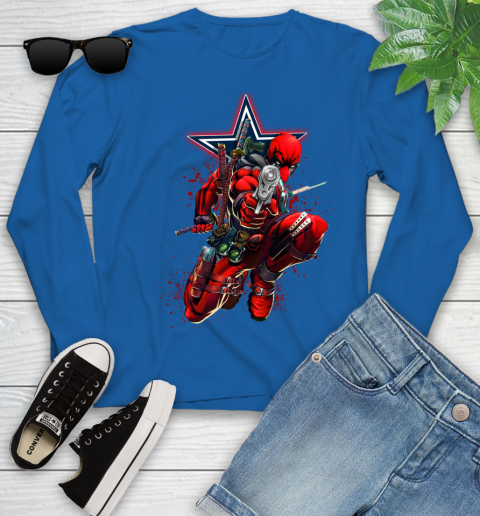 NFL Deadpool Marvel Comics Sports Football Dallas Cowboys Youth Long Sleeve 9