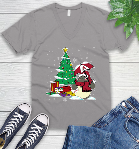 Arizona Diamondbacks MLB Baseball Cute Tonari No Totoro Christmas Sports V-Neck T-Shirt 3