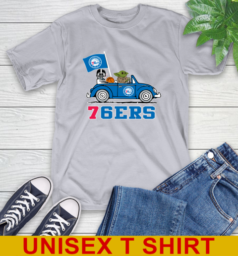 NBA Basketball Philadelphia 76ers Darth Vader Baby Yoda Driving Star Wars Shirt T-Shirt 6