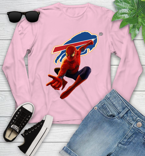 NFL Spider Man Avengers Endgame Football Buffalo Bills Youth Long Sleeve 10