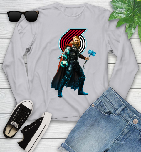 NBA Thor Avengers Endgame Basketball Portland Trail Blazers Youth Long Sleeve 5