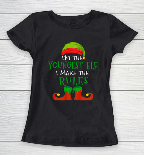 Youngest Elf Family Matching Funny Christmas Pajama Party Women's T-Shirt