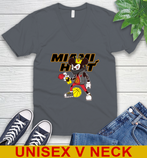 Miami Heat NBA Basketball Mickey Peace Sign Sports V-Neck T-Shirt 5