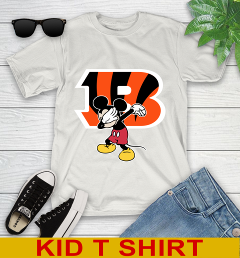 Cincinnati Bengals NFL Football Dabbing Mickey Disney Sports Youth T-Shirt 12