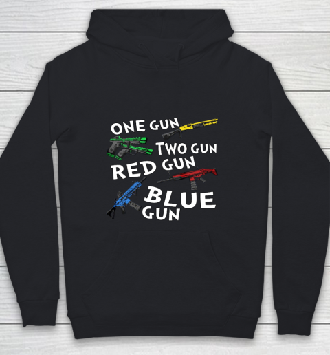 One Gun Two Gun Red Gun Blue Gun Youth Hoodie